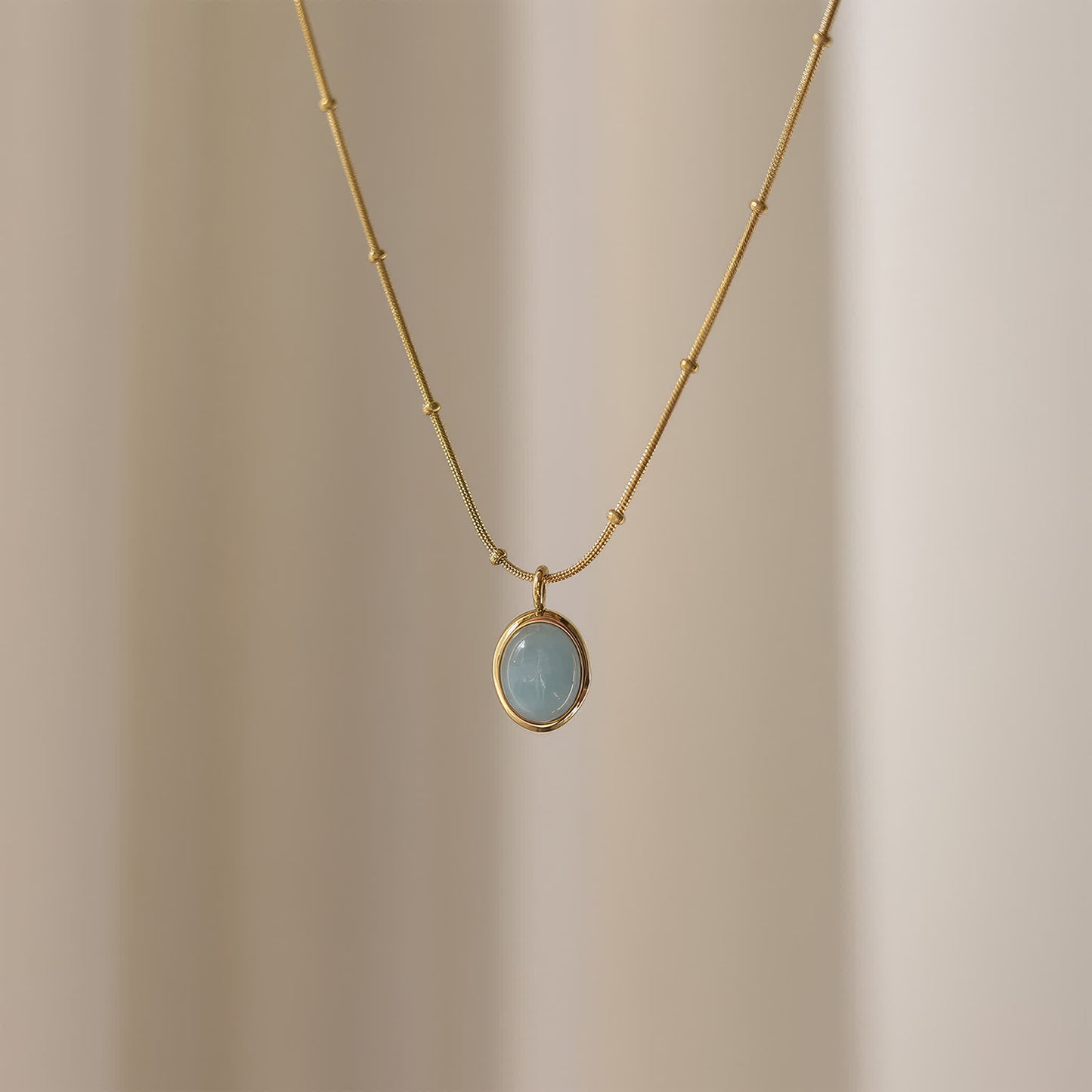 OCEAN Aquamarine Necklace - Gold - Additional View - Ohh Glam