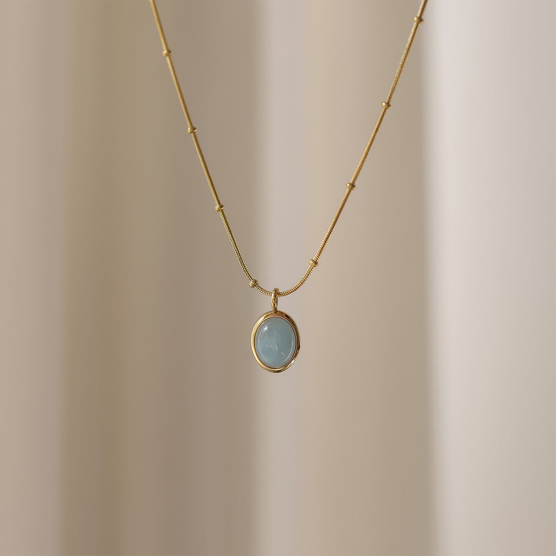 OCEAN Aquamarine Necklace - Gold - Additional View - Ohh Glam