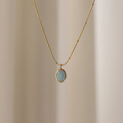 OCEAN Aquamarine Necklace - Gold - Additional View - Ohh Glam