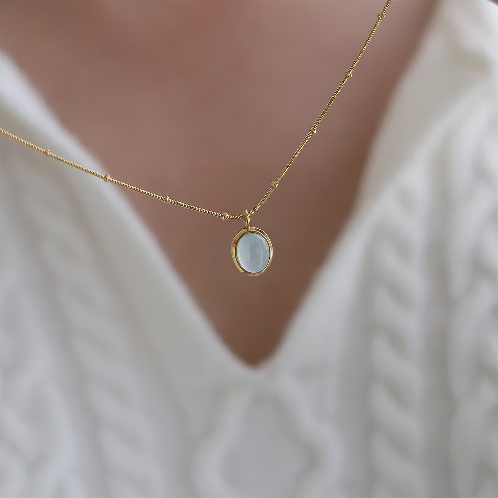 OCEAN Aquamarine Necklace - Gold - Additional View - Ohh Glam