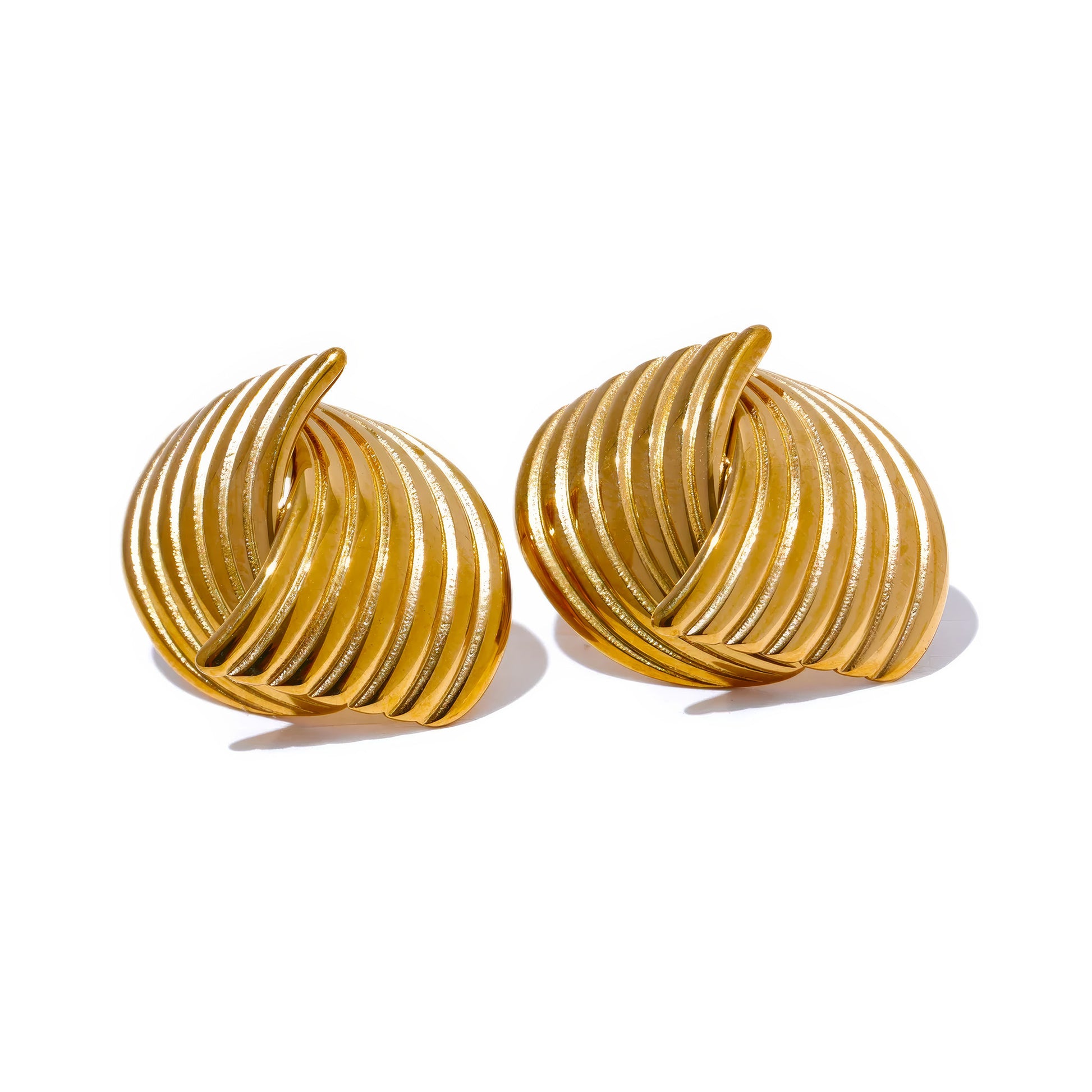 OCEAN BREEZE Stud Earrings - Gold - Front View - Ohh Glam
