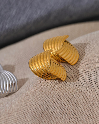 OCEAN BREEZE Stud Earrings - Gold - Back View - Ohh Glam