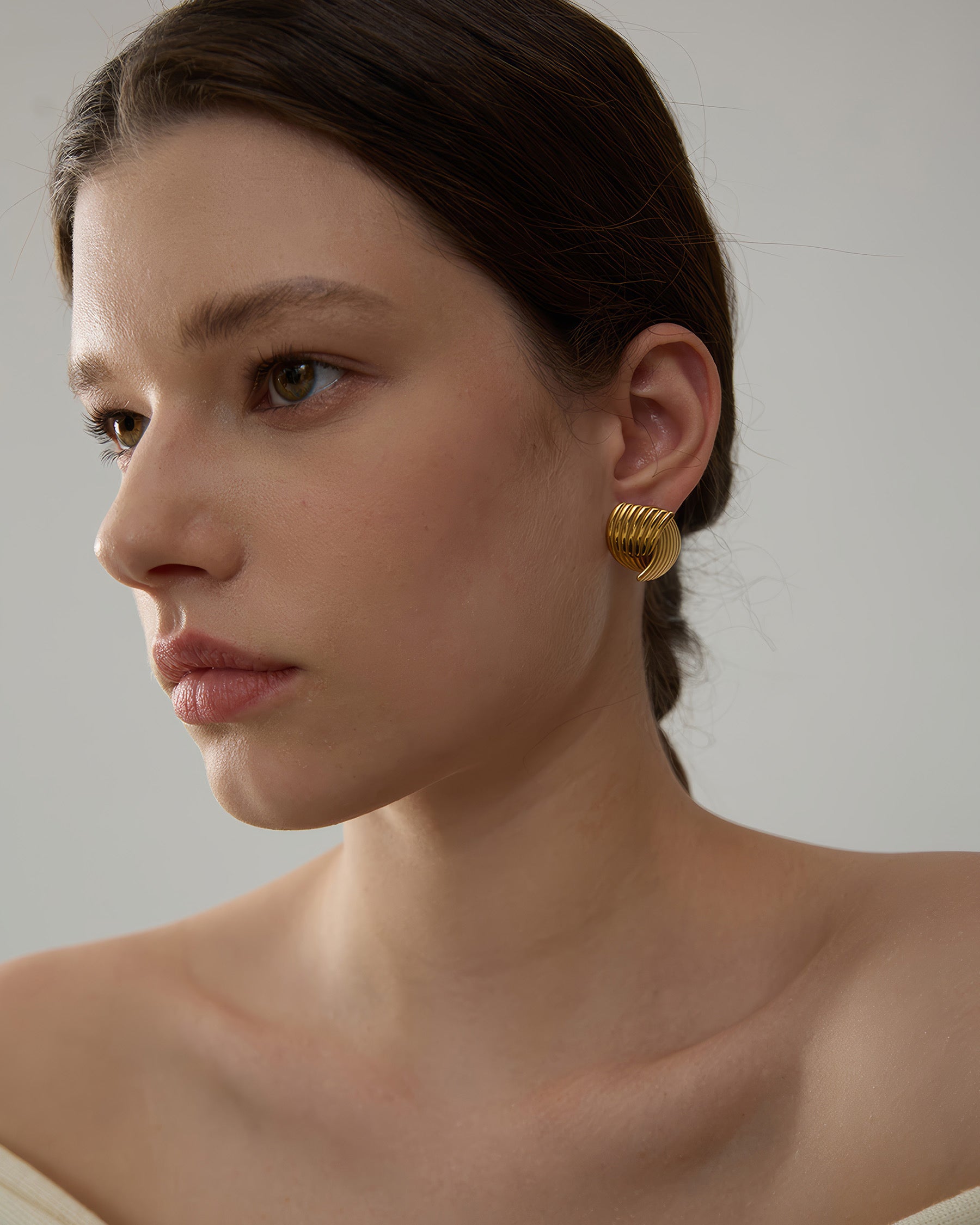 OCEAN BREEZE Stud Earrings - Gold - Side View - Ohh Glam