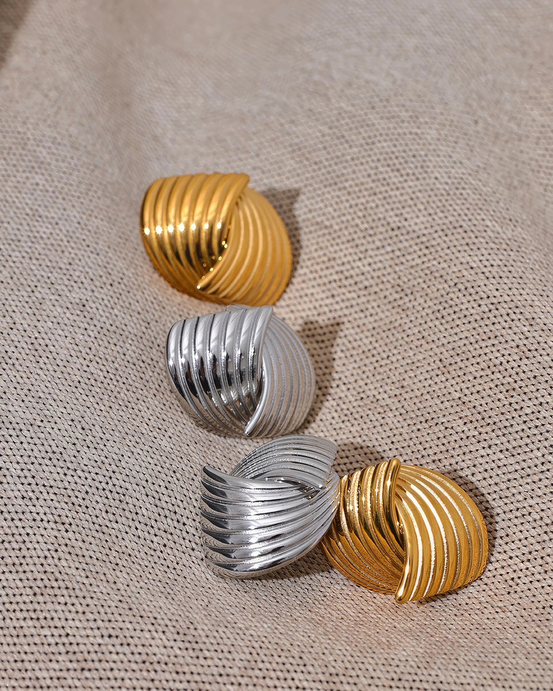 OCEAN BREEZE Stud Earrings - Gold - Additional View - Ohh Glam