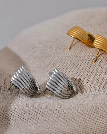 OCEAN BREEZE Stud Earrings - Gold - Additional View - Ohh Glam