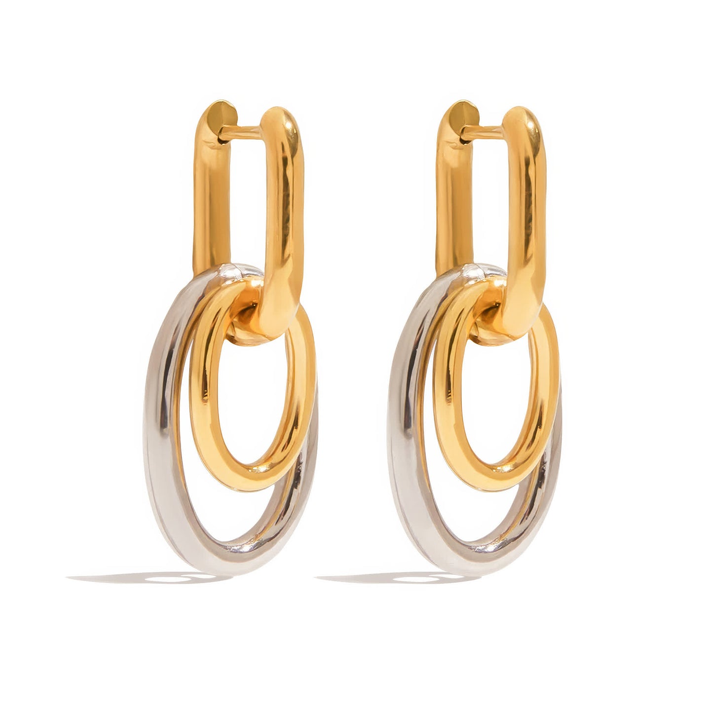 ORBIT Link Hoops - Gold - Front View - Ohh Glam
