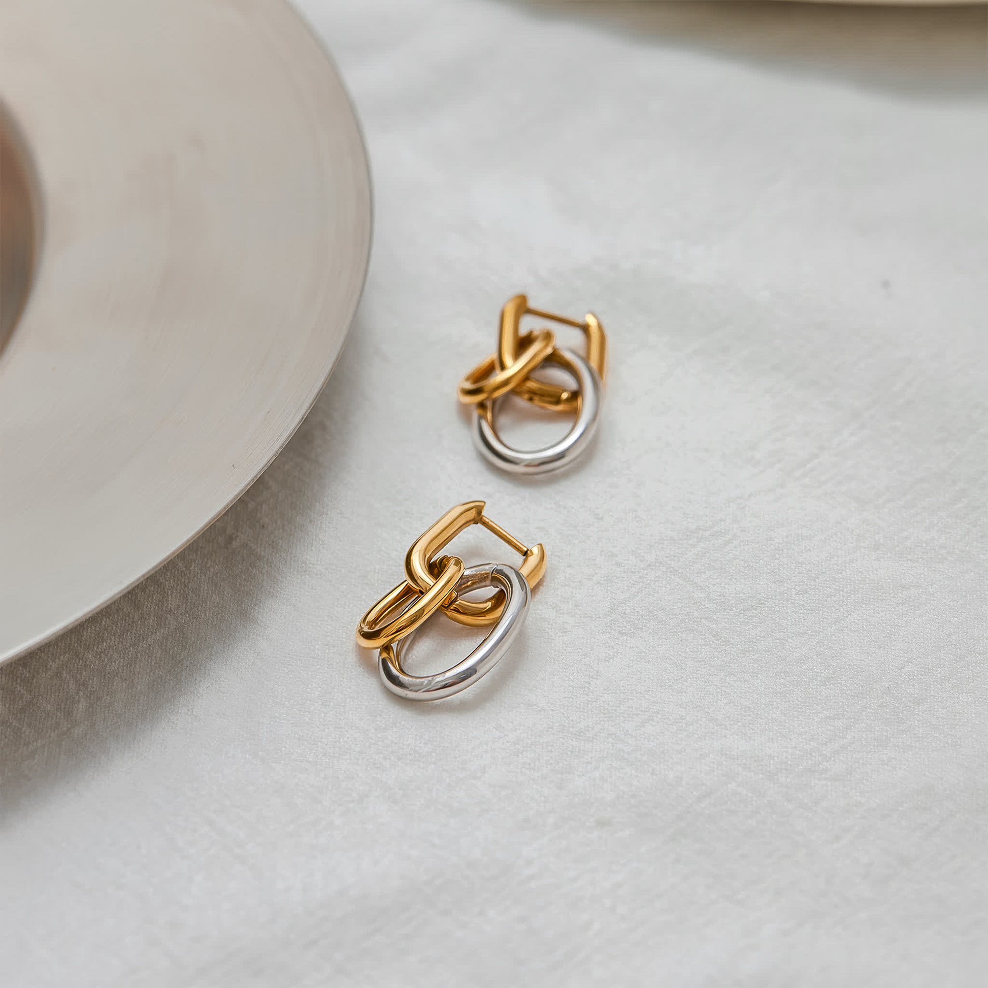 ORBIT Link Hoops - Gold - Additional View - Ohh Glam