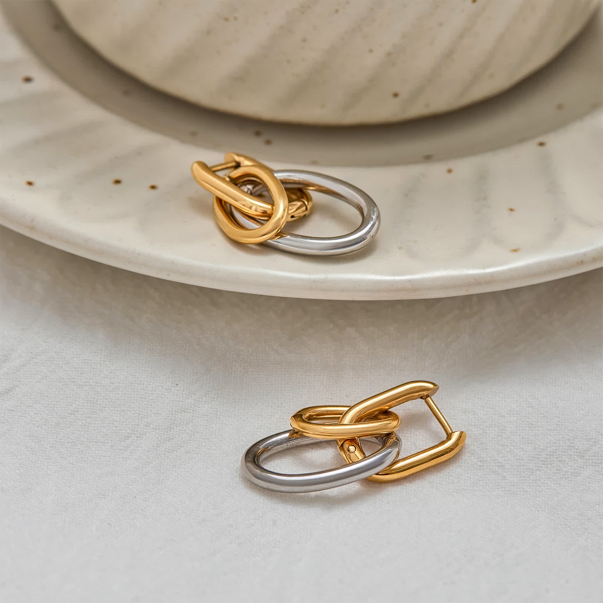 ORBIT Link Hoops - Gold - Back View - Ohh Glam