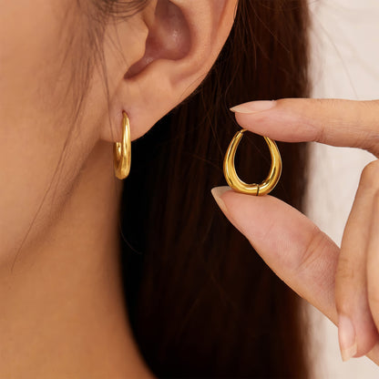 PARISIAN Oval Hoops - Gold - Back View - Ohh Glam