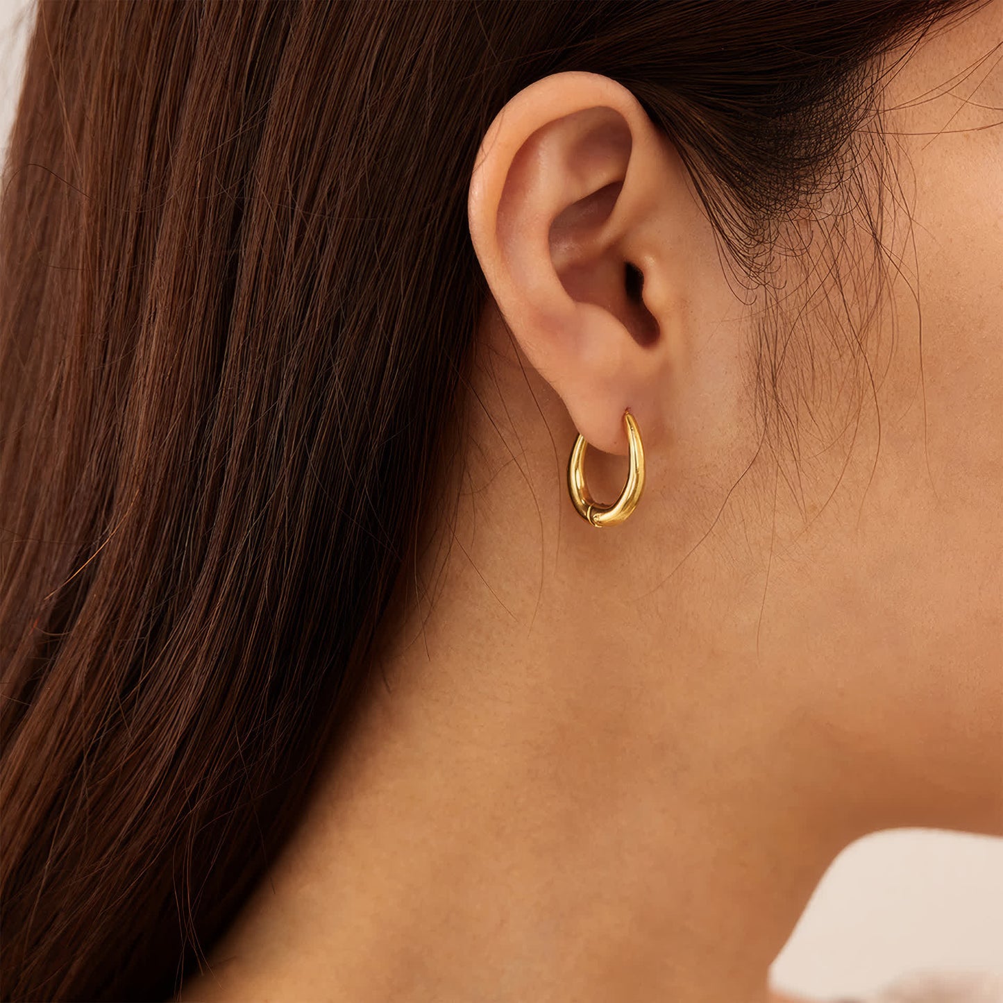 PARISIAN Oval Hoops - Gold - Additional View - Ohh Glam