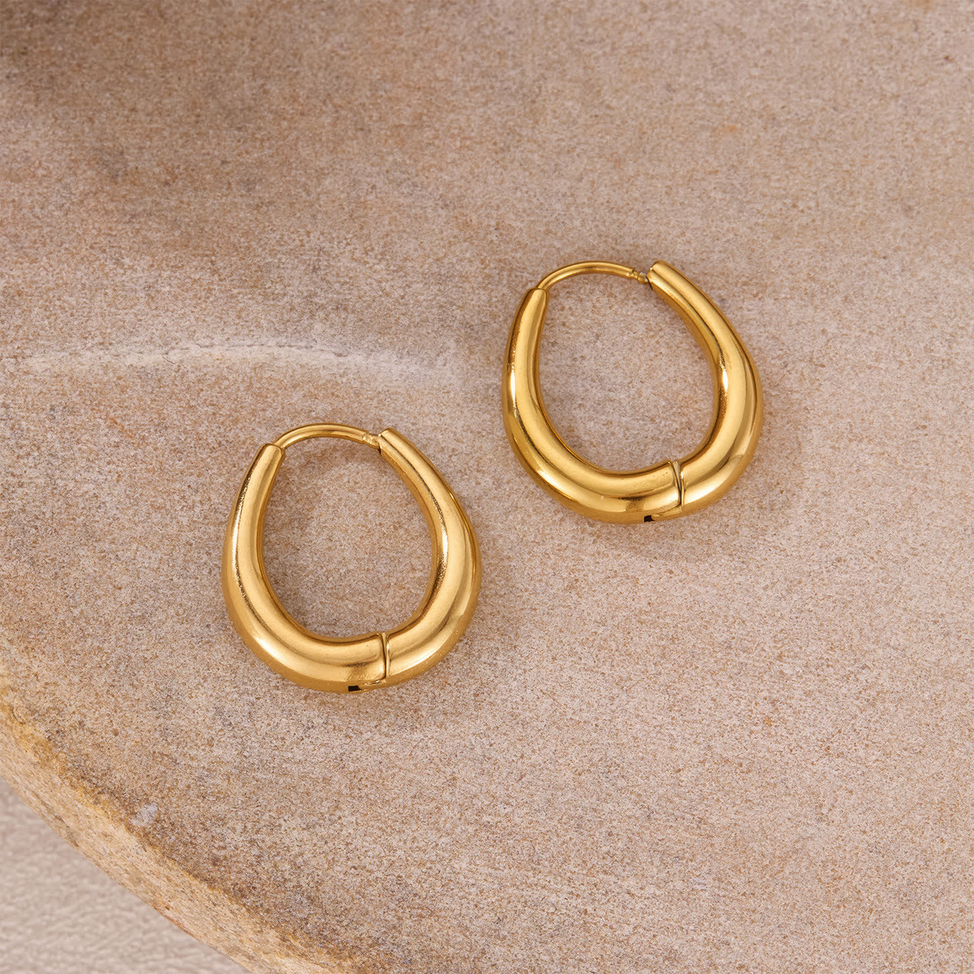PARISIAN Oval Hoops - Gold - Additional View - Ohh Glam