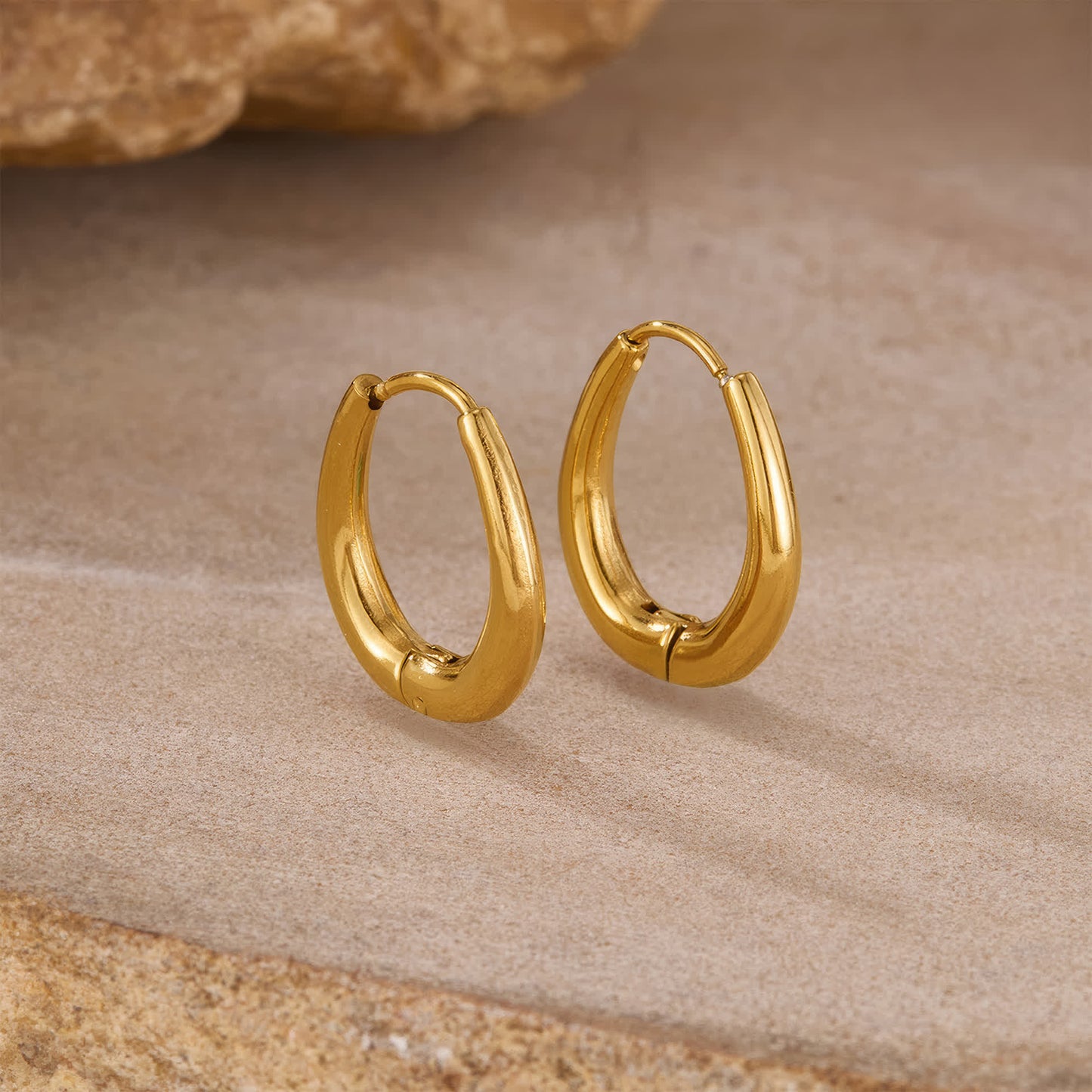 PARISIAN Oval Hoops - Gold - Additional View - Ohh Glam