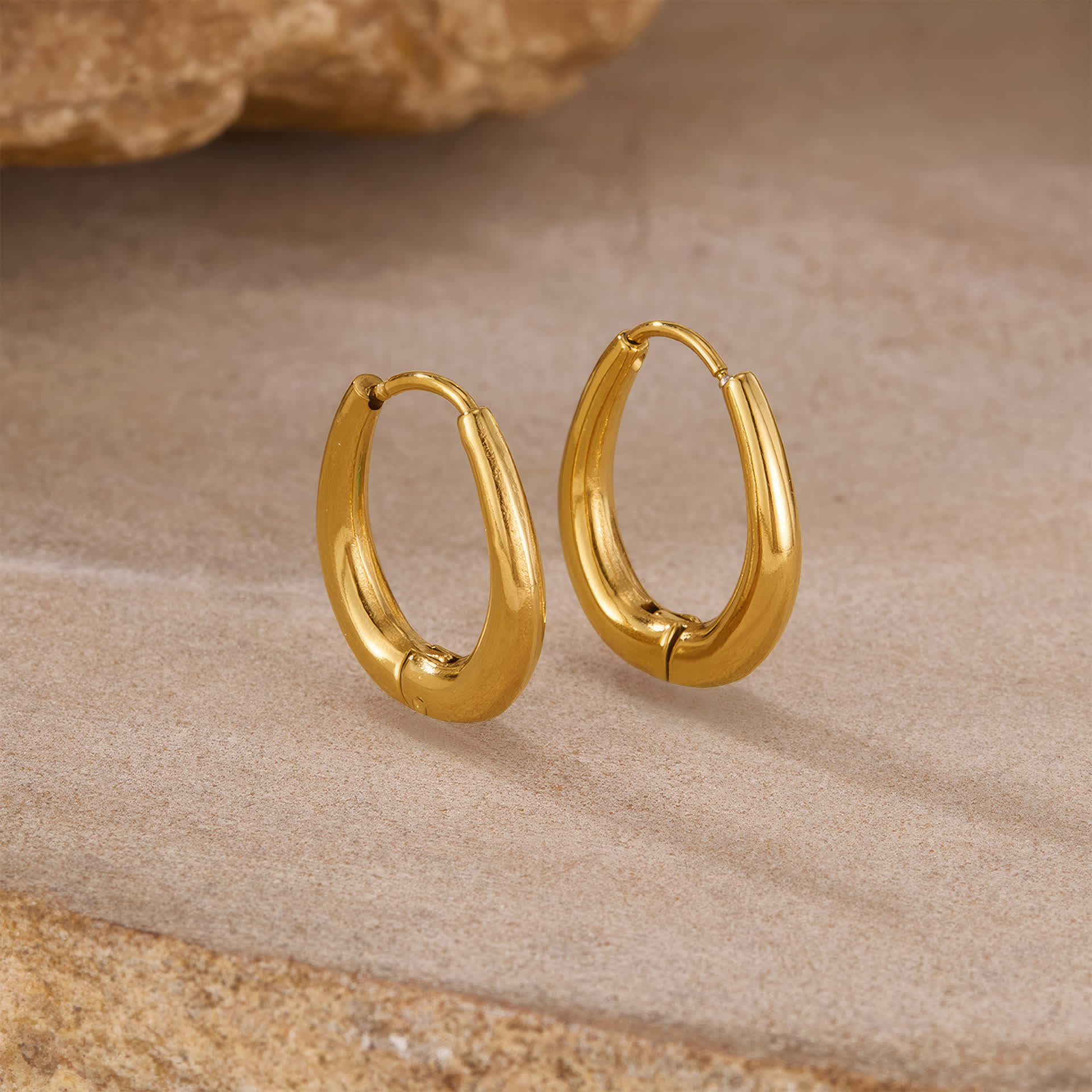 PARISIAN Oval Hoops - Gold - Additional View - Ohh Glam