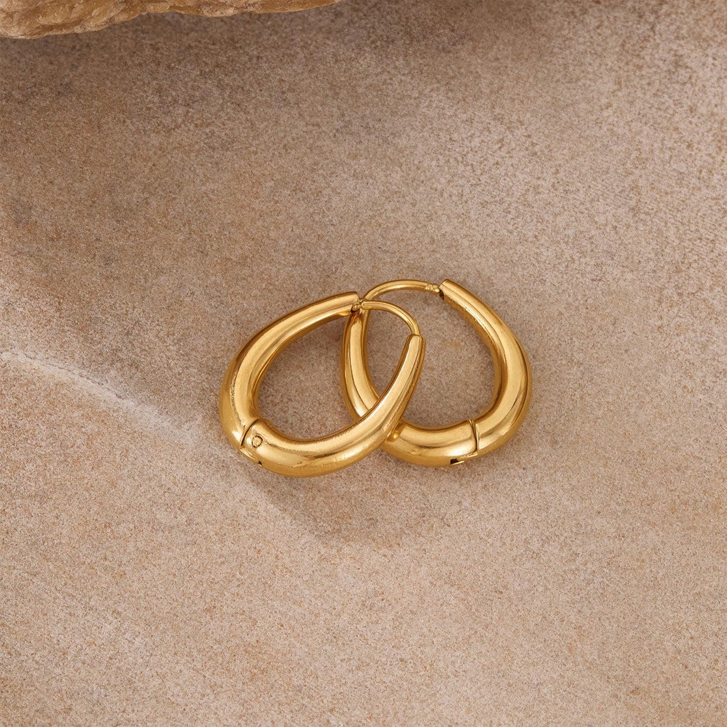 PARISIAN Oval Hoops - Gold - Additional View - Ohh Glam