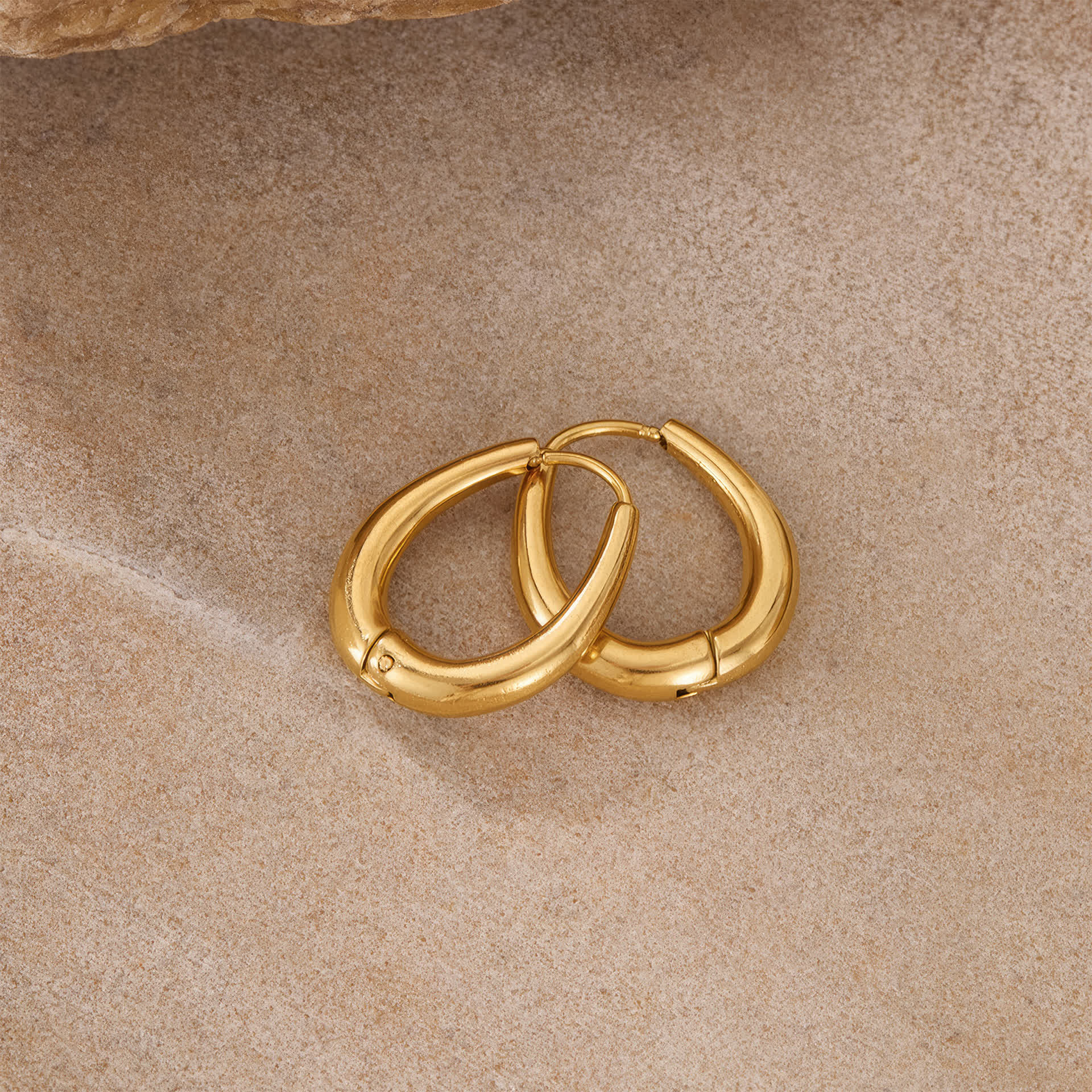 PARISIAN Oval Hoops - Gold - Additional View - Ohh Glam