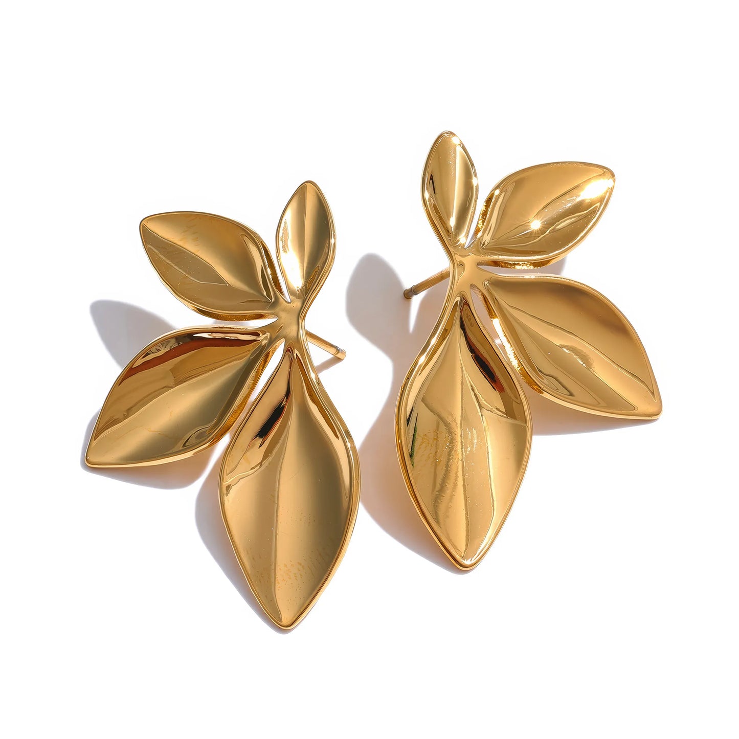 PETAL Bloom Stud Earrings - Gold - Front View - Ohh Glam