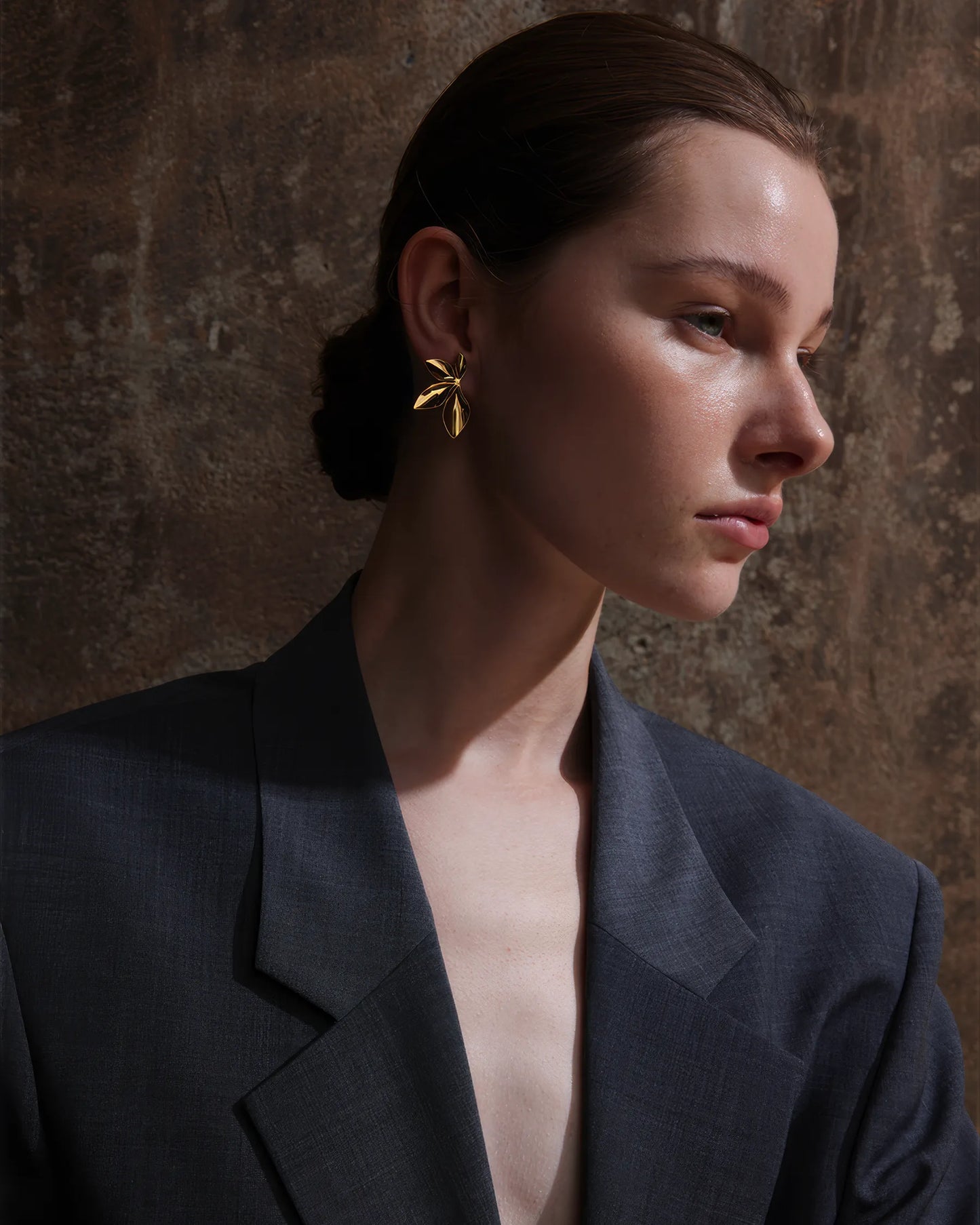PETAL Bloom Stud Earrings - Gold - Detail View - Ohh Glam