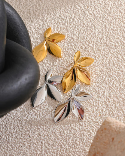 PETAL Bloom Stud Earrings - Gold - Back View - Ohh Glam