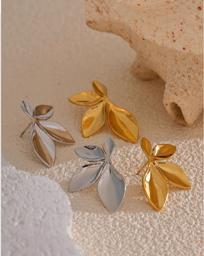 PETAL Bloom Stud Earrings - Gold - Additional View - Ohh Glam