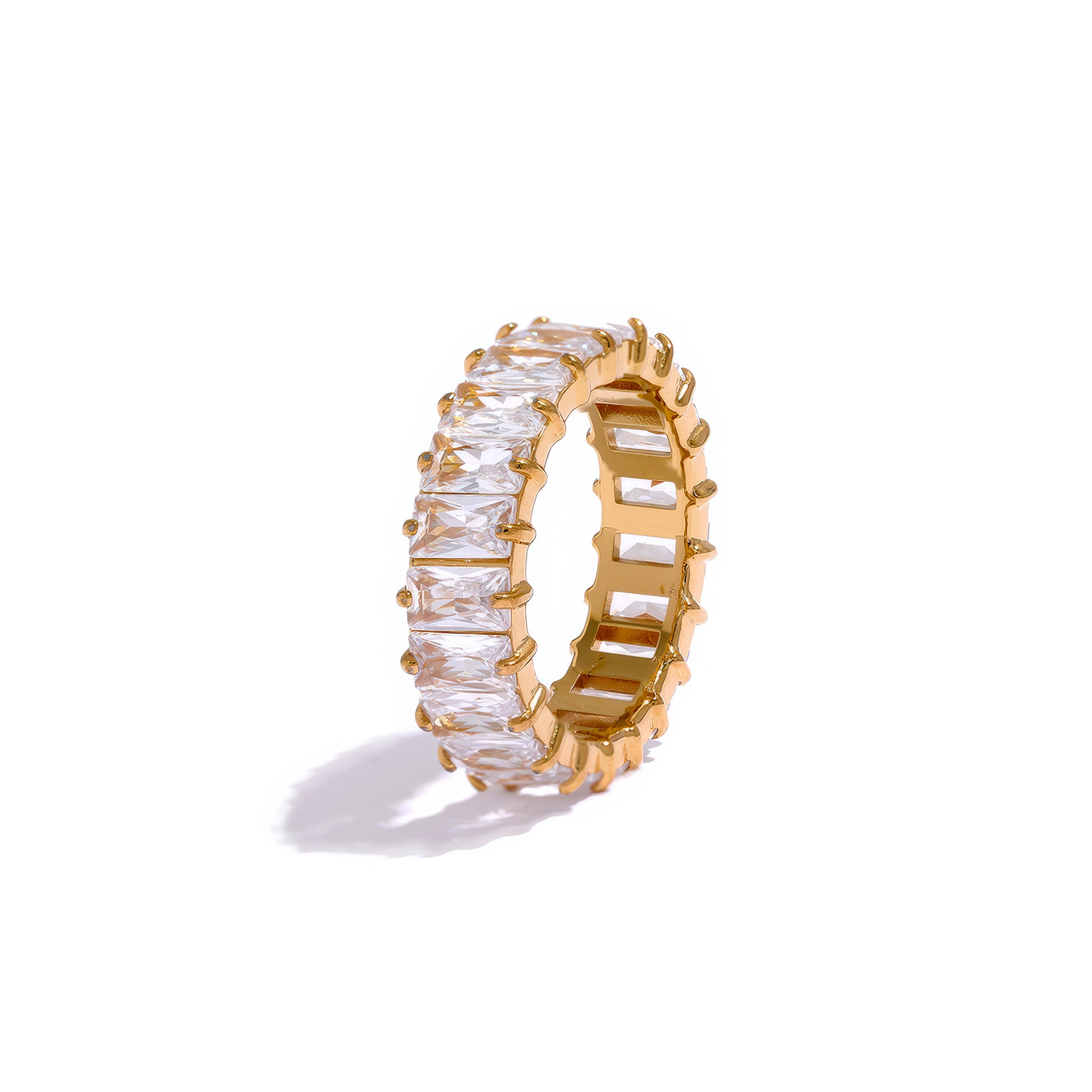 PRISM Crystal Eternity Ring - Gold - Front View - Ohh Glam