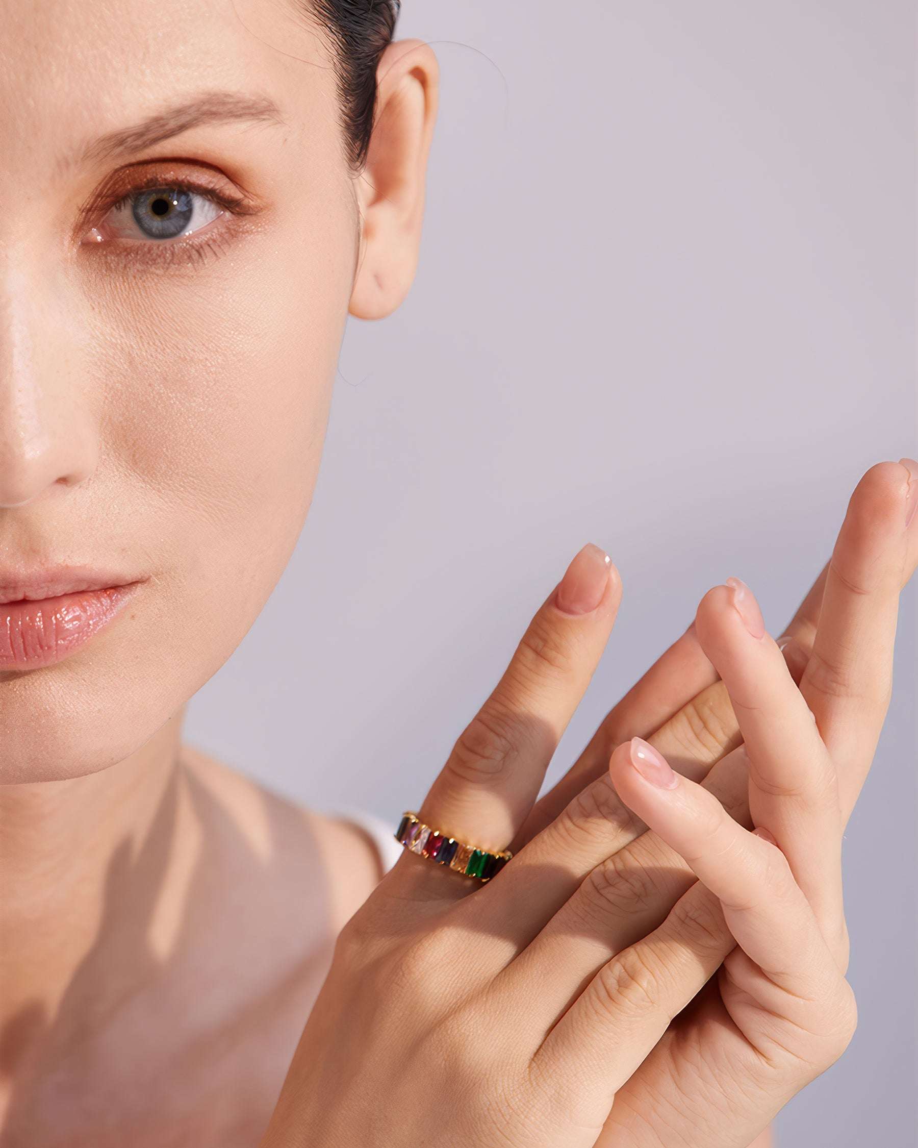 PRISM Crystal Eternity Ring - Gold - Detail View - Ohh Glam