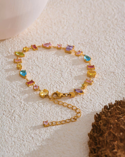PRISM Crystal Link Bracelet - Gold - Back View - Ohh Glam