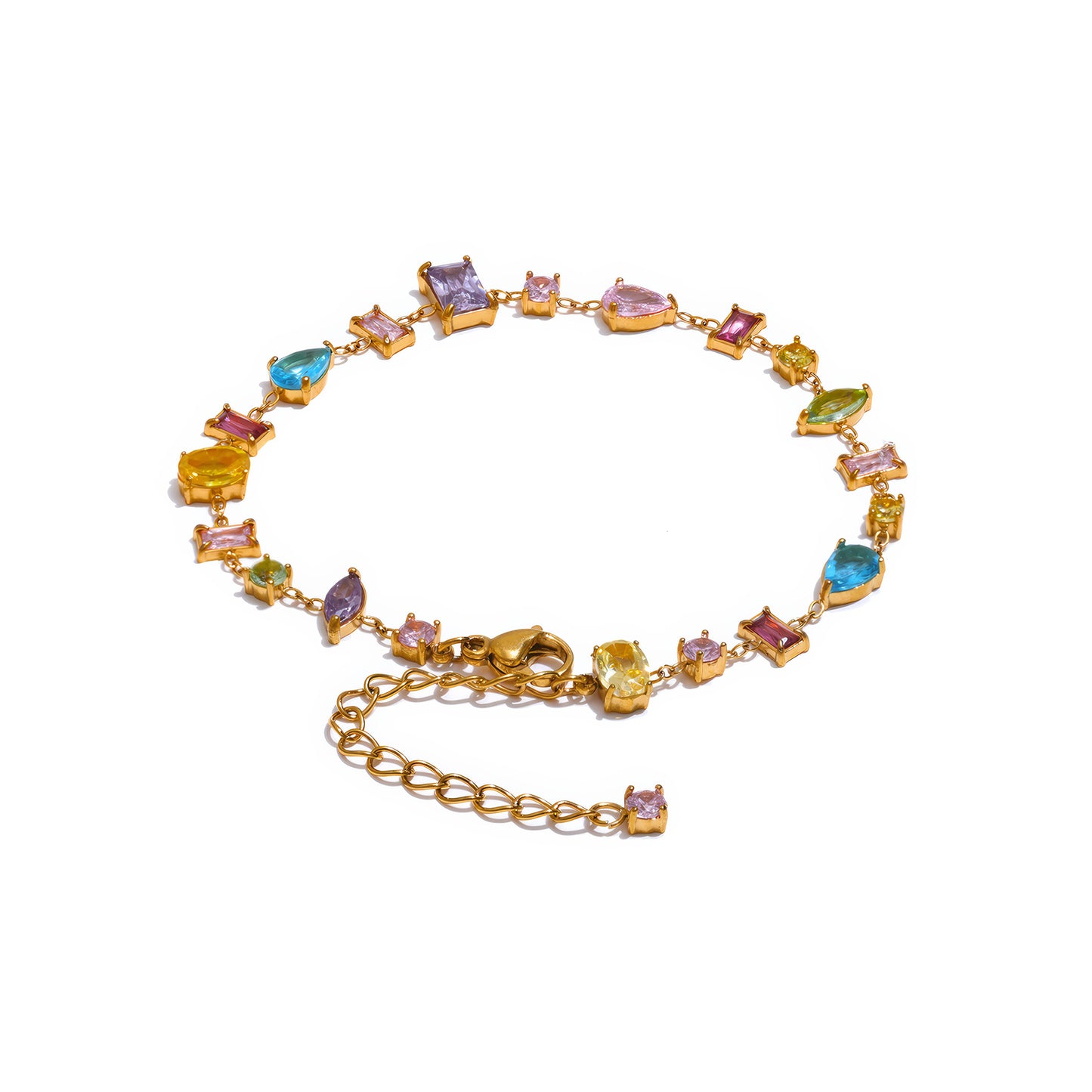 PRISM Crystal Link Bracelet - Gold - Front View - Ohh Glam