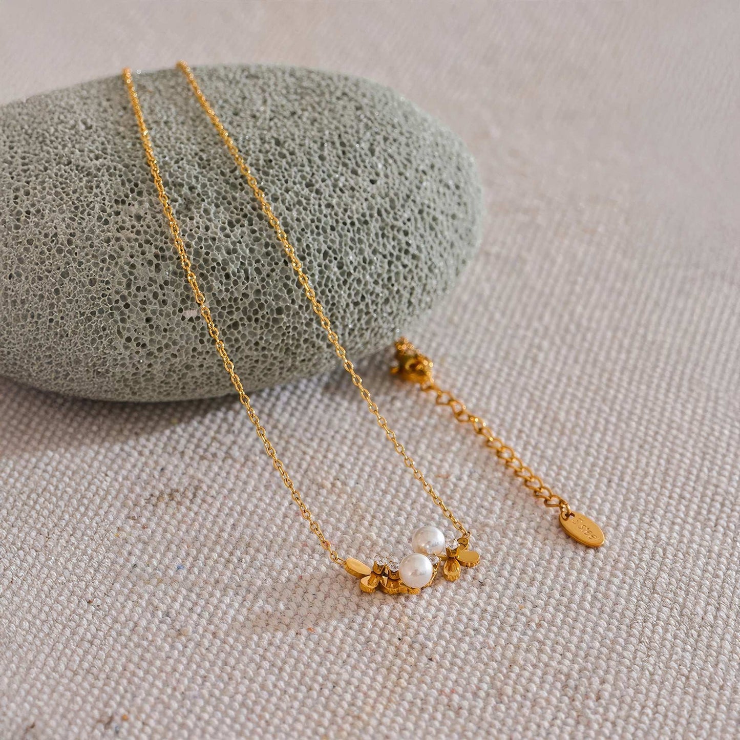 Pearl Blossom Necklace - Gold - Additional View - Ohh Glam