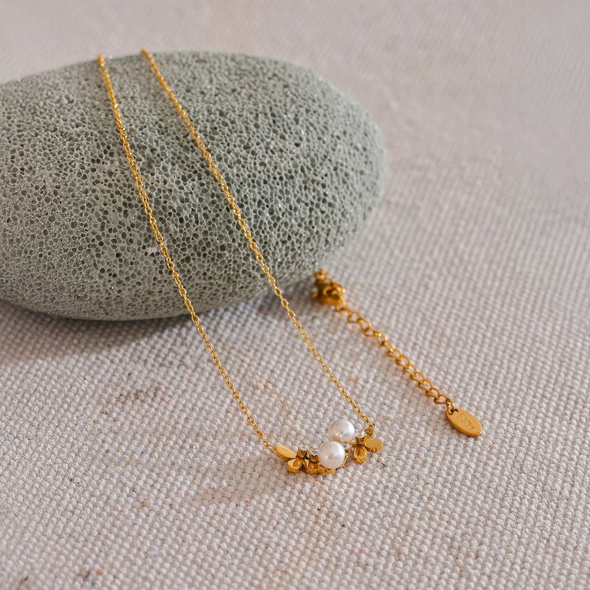 Pearl Blossom Necklace - Gold - Additional View - Ohh Glam