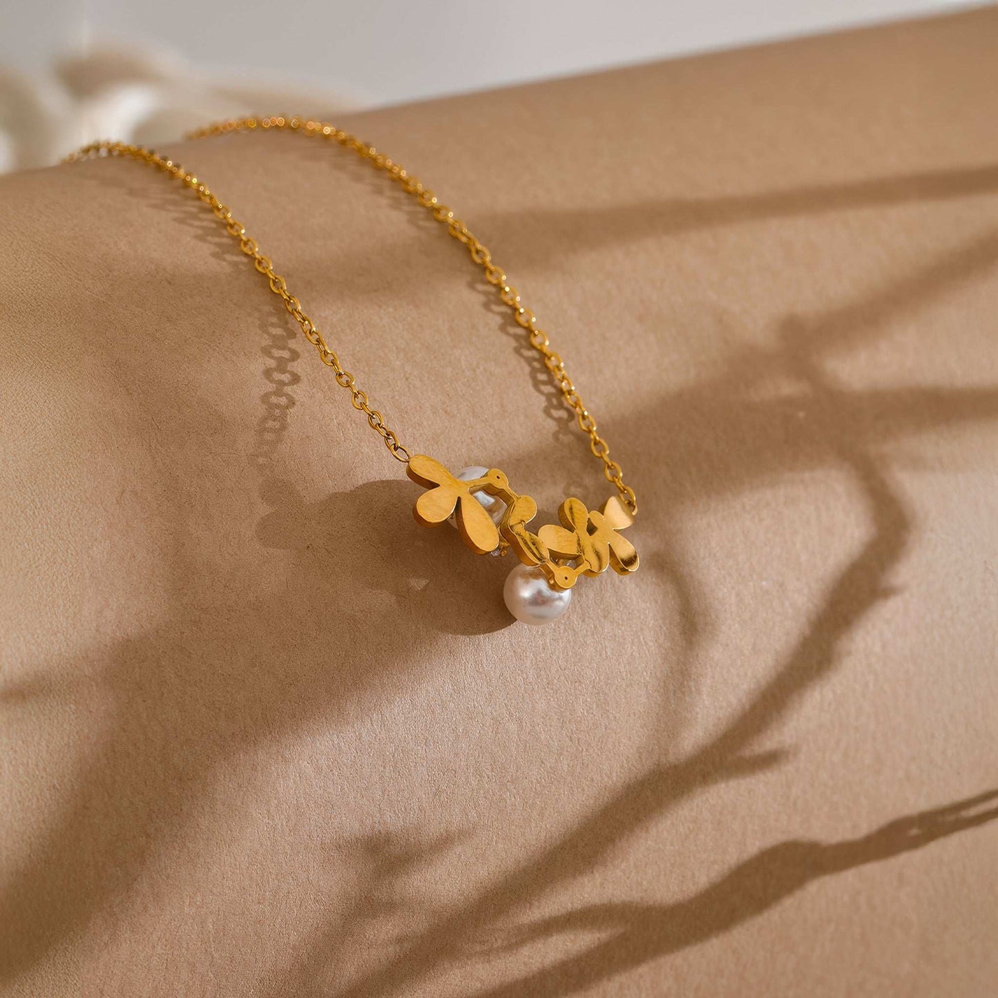 Pearl Blossom Necklace - Gold - Additional View - Ohh Glam