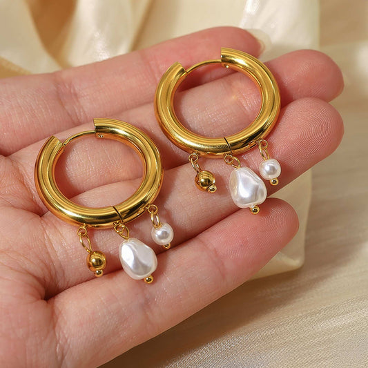 Pearl Charm Hoops - Ohh Glam