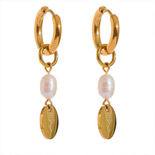 Floral Pearl Drop Hoops - Ohh Glam