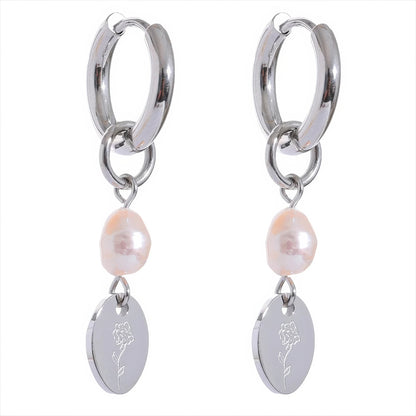 Floral Pearl Drop Hoops - Gold - Additional View - Ohh Glam