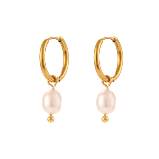 Pearl Drop Huggie Hoops - Ohh Glam