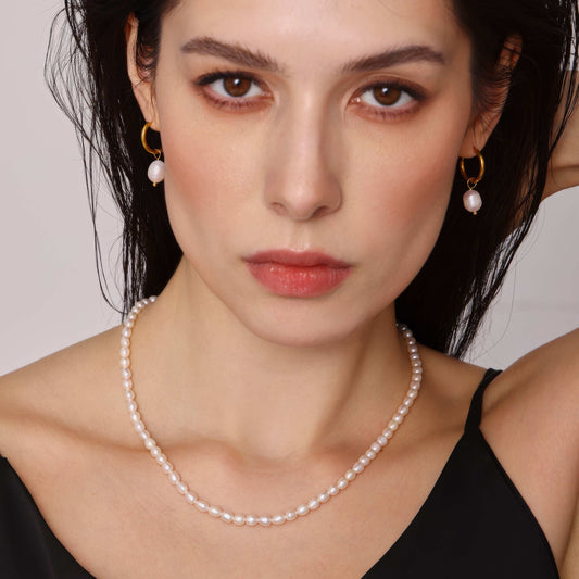 Pearl Drop Huggie Hoops - Ohh Glam
