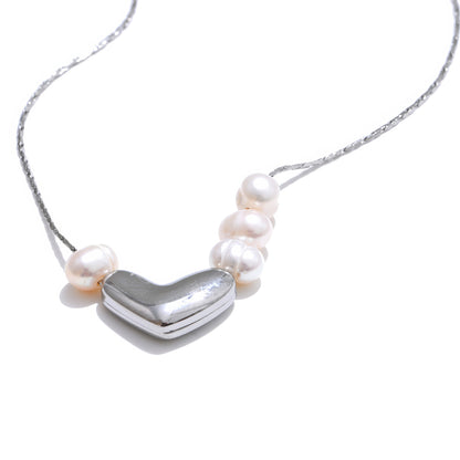 Pearl Heart Romance Necklace - Gold - Additional View - Ohh Glam