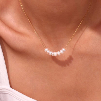 Pearl Row Necklace - Gold - Back View - Ohh Glam