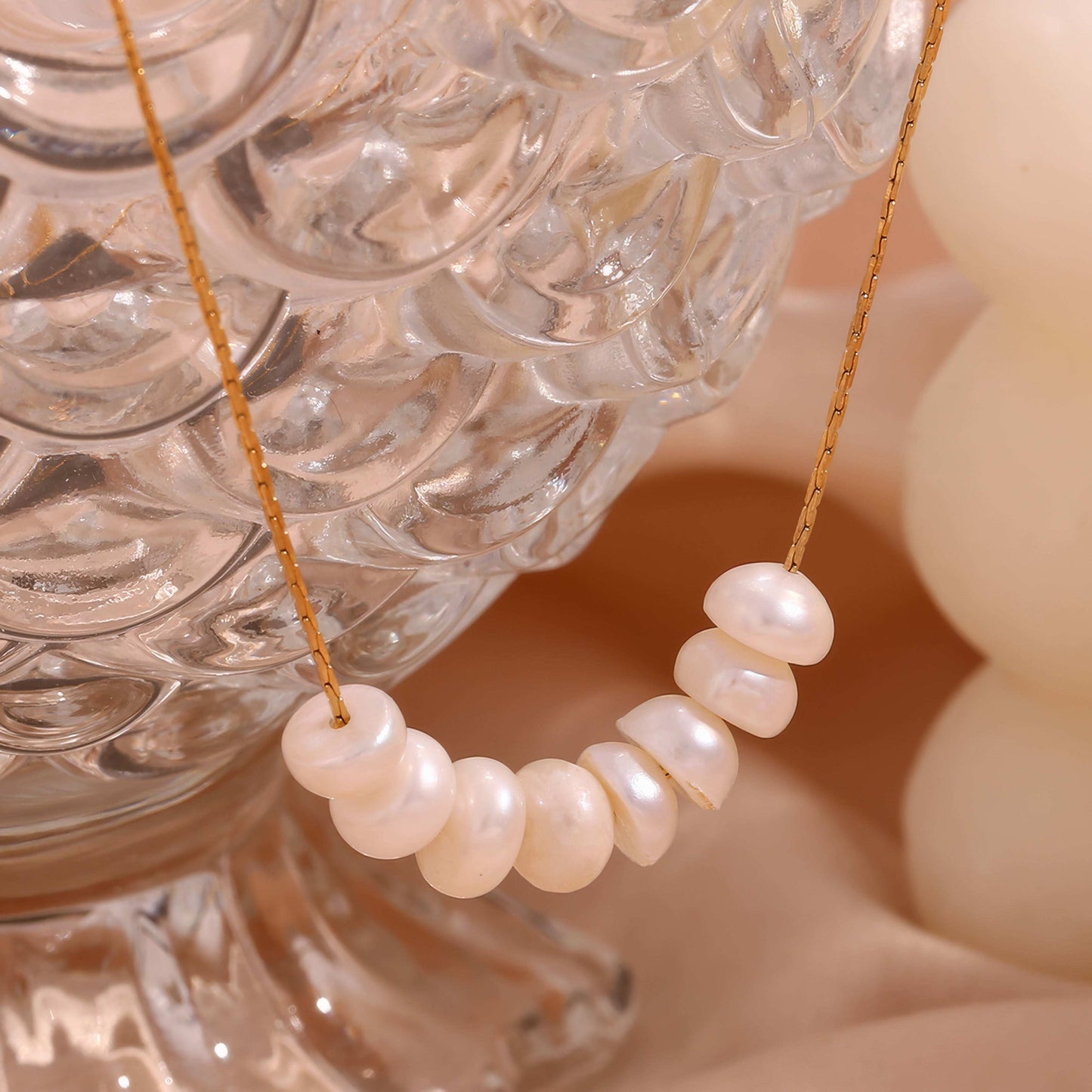 Pearl Row Necklace - Gold - Additional View - Ohh Glam