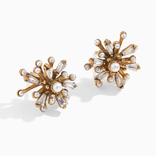 Pearl Starburst Stud Earrings - Ohh Glam