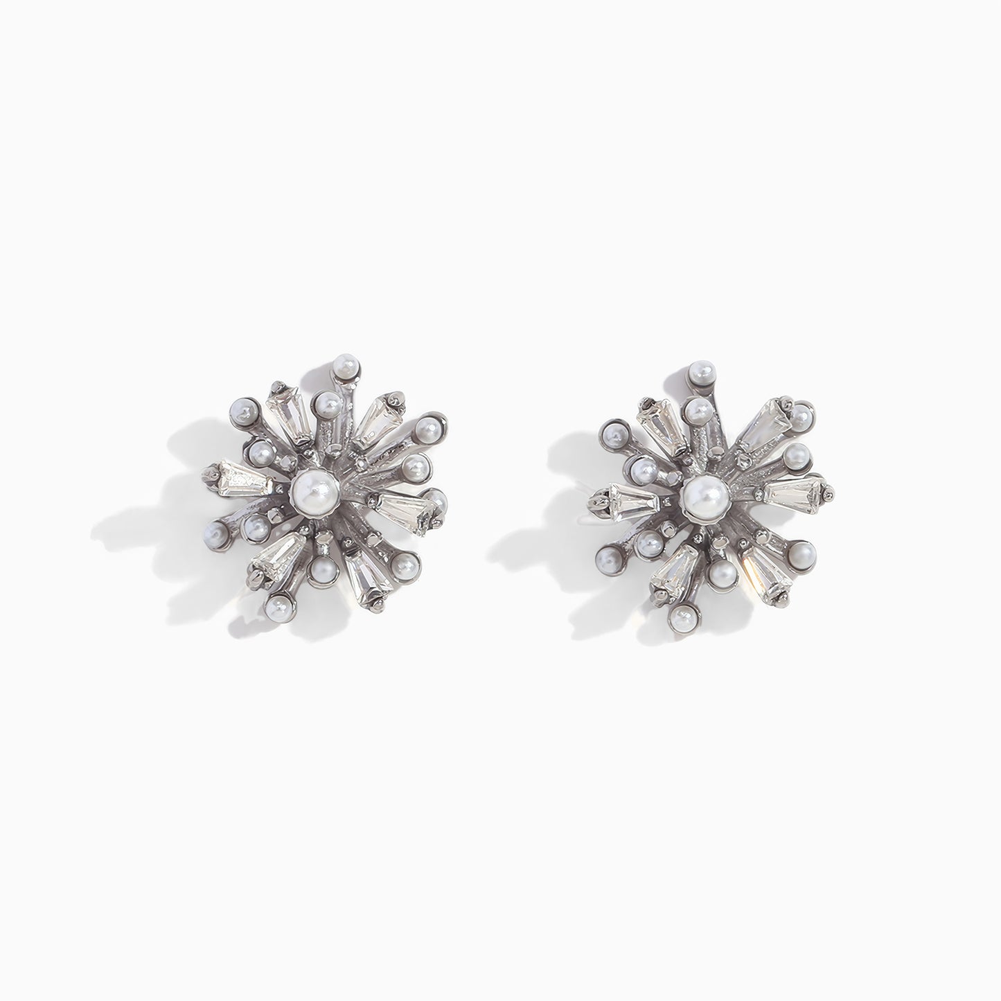 Pearl Starburst Stud Earrings - Gold - Back View - Ohh Glam