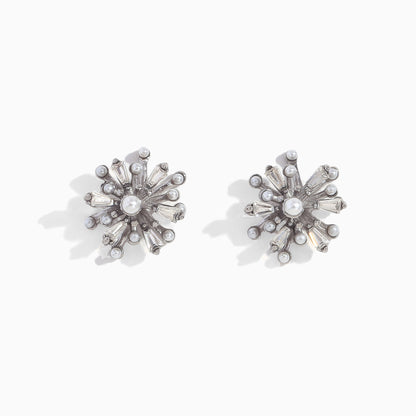 Pearl Starburst Stud Earrings - Gold - Back View - Ohh Glam