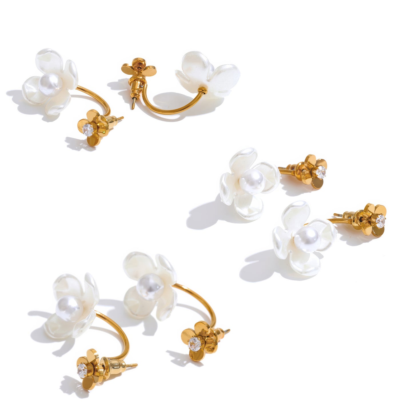 Peony Pearl Studs - Gold - Additional View - Ohh Glam