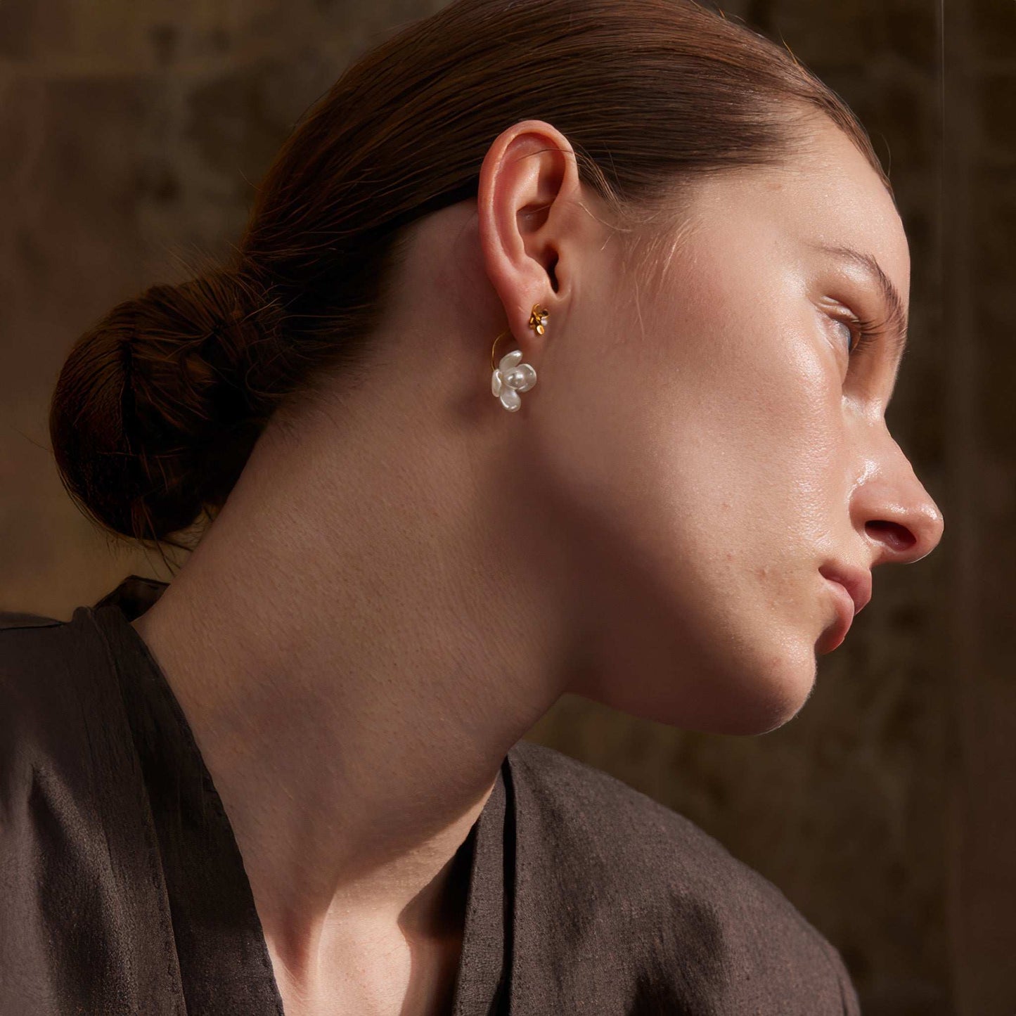 Peony Pearl Studs - Gold - Additional View - Ohh Glam