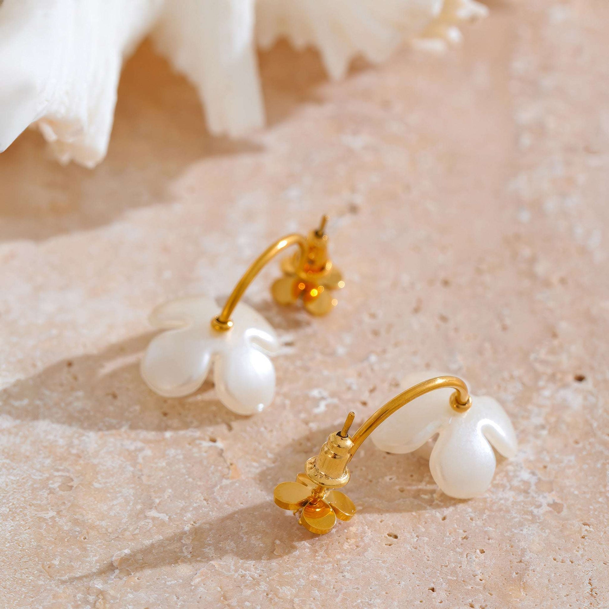 Peony Pearl Studs - Gold - Additional View - Ohh Glam