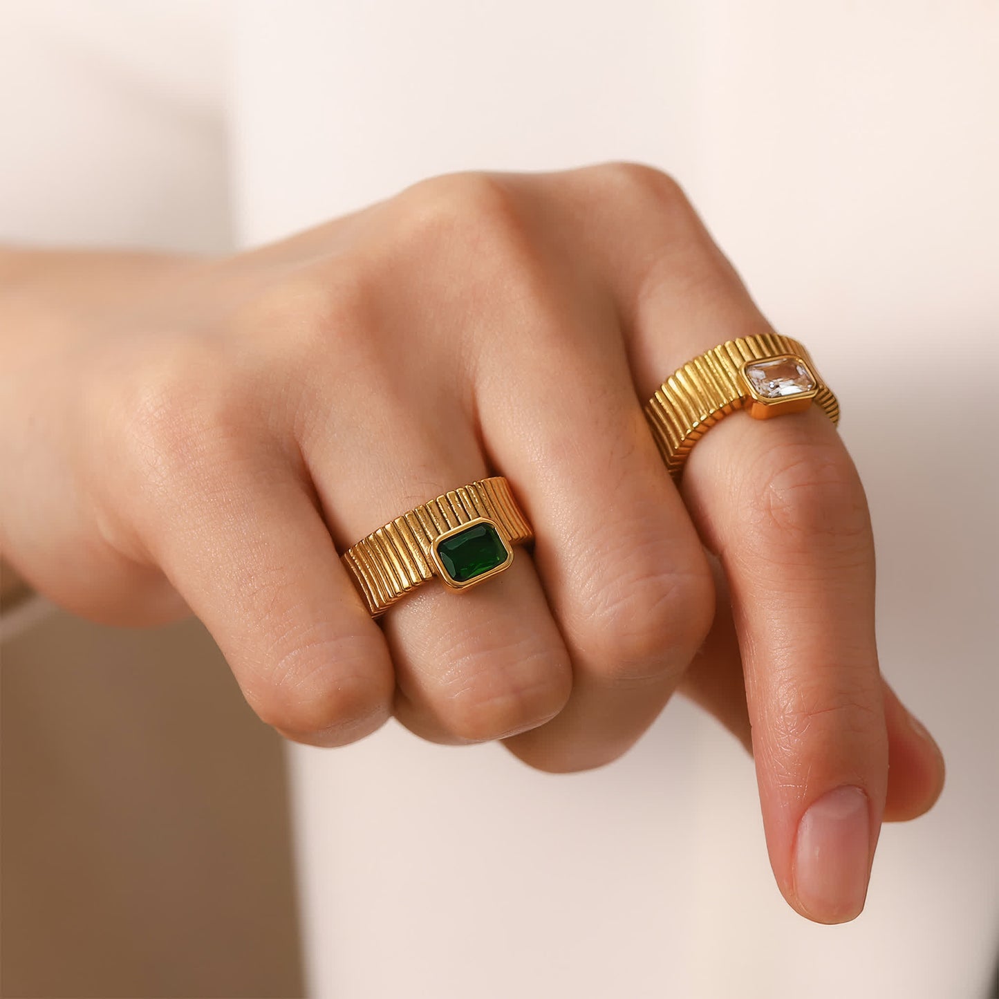 REGAL Crystal Ring - Gold - Detail View - Ohh Glam