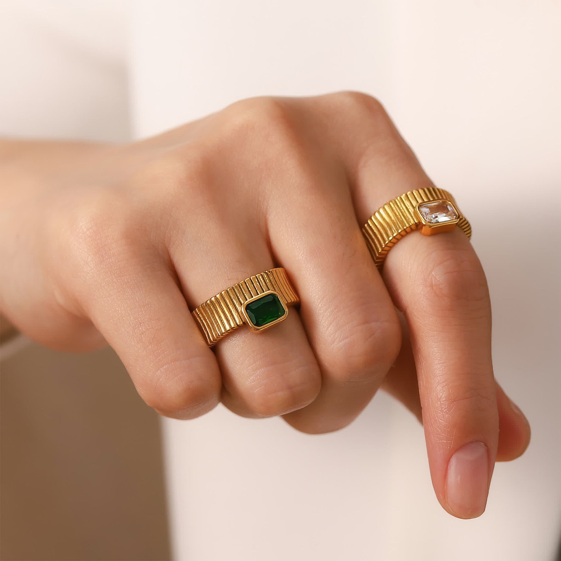 REGAL Crystal Ring - Gold - Detail View - Ohh Glam