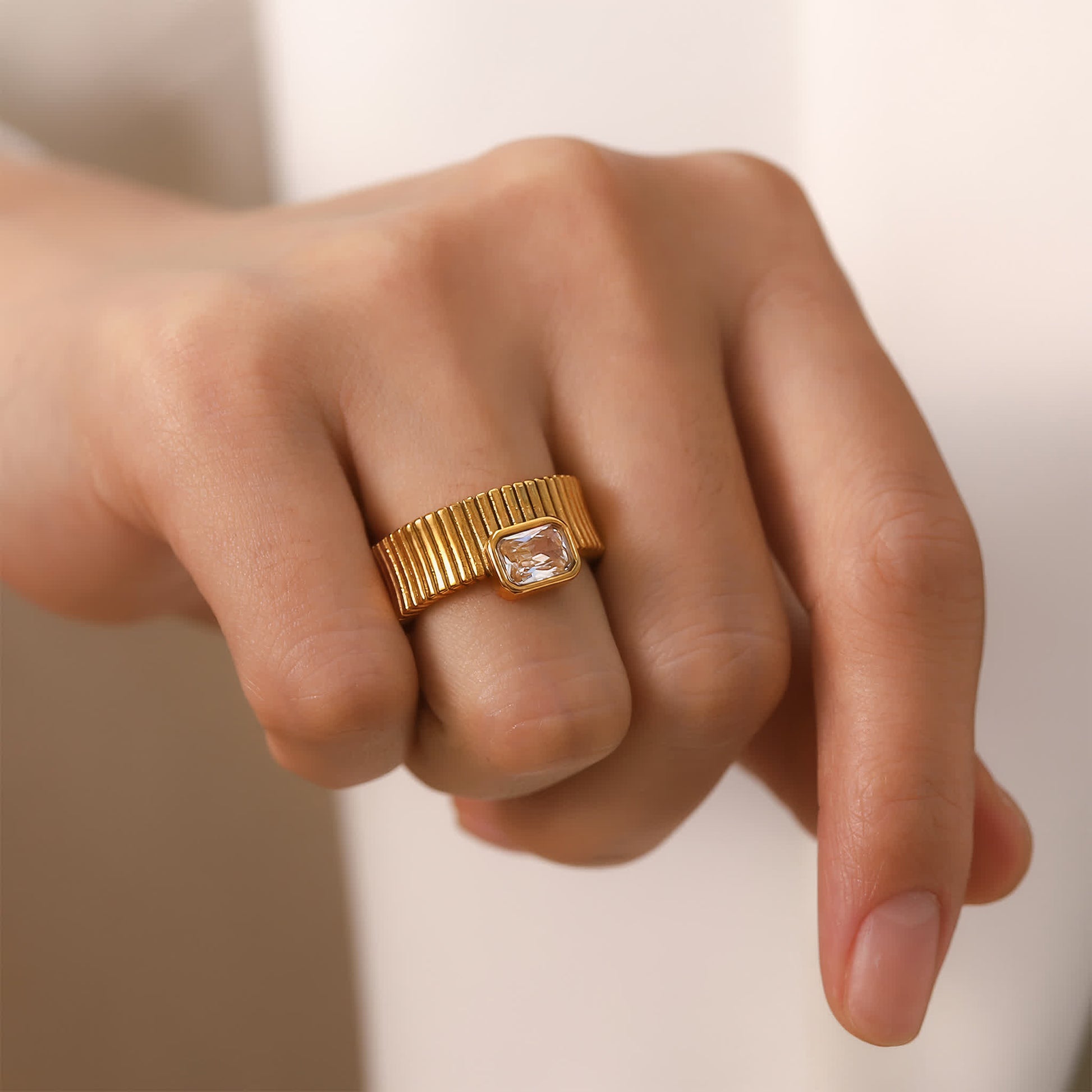 REGAL Crystal Ring - Gold - Additional View - Ohh Glam