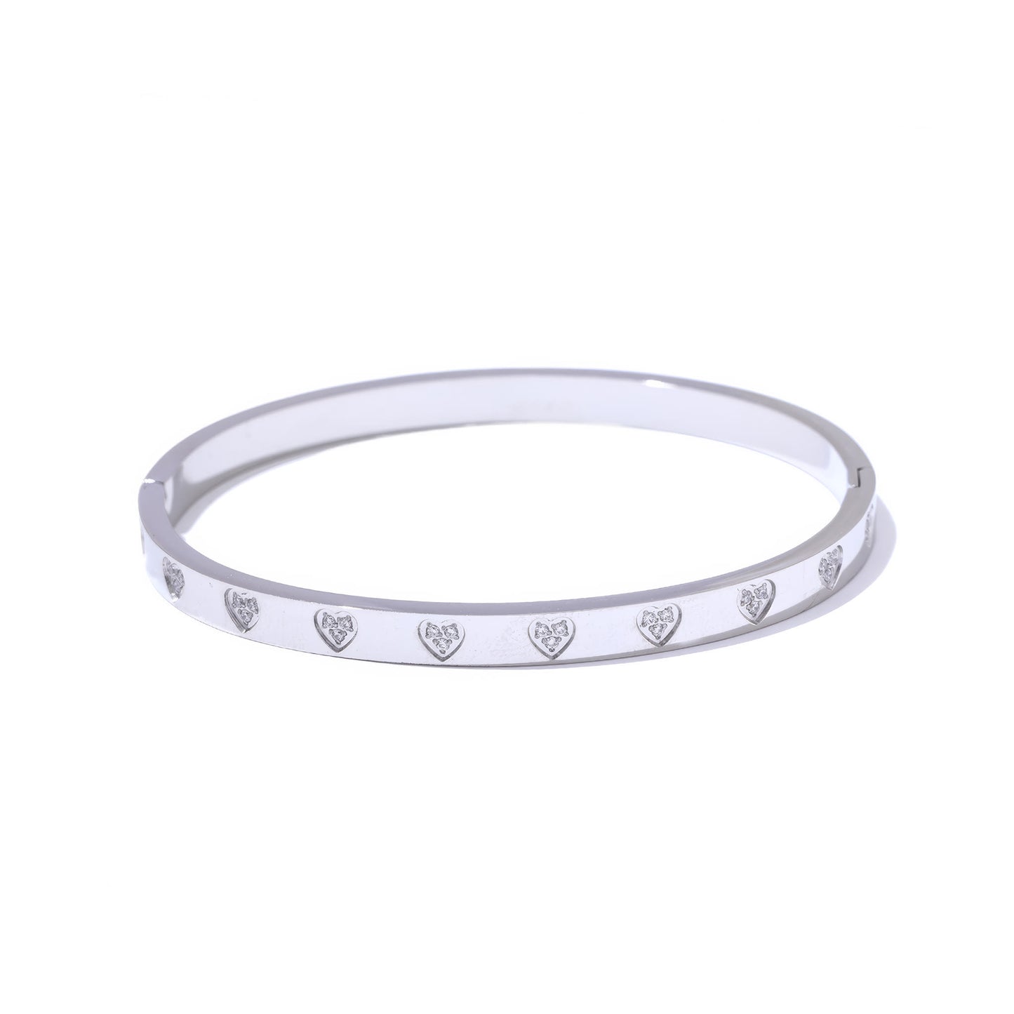 ROSE Heart Bangle - Gold - Angled View - Ohh Glam