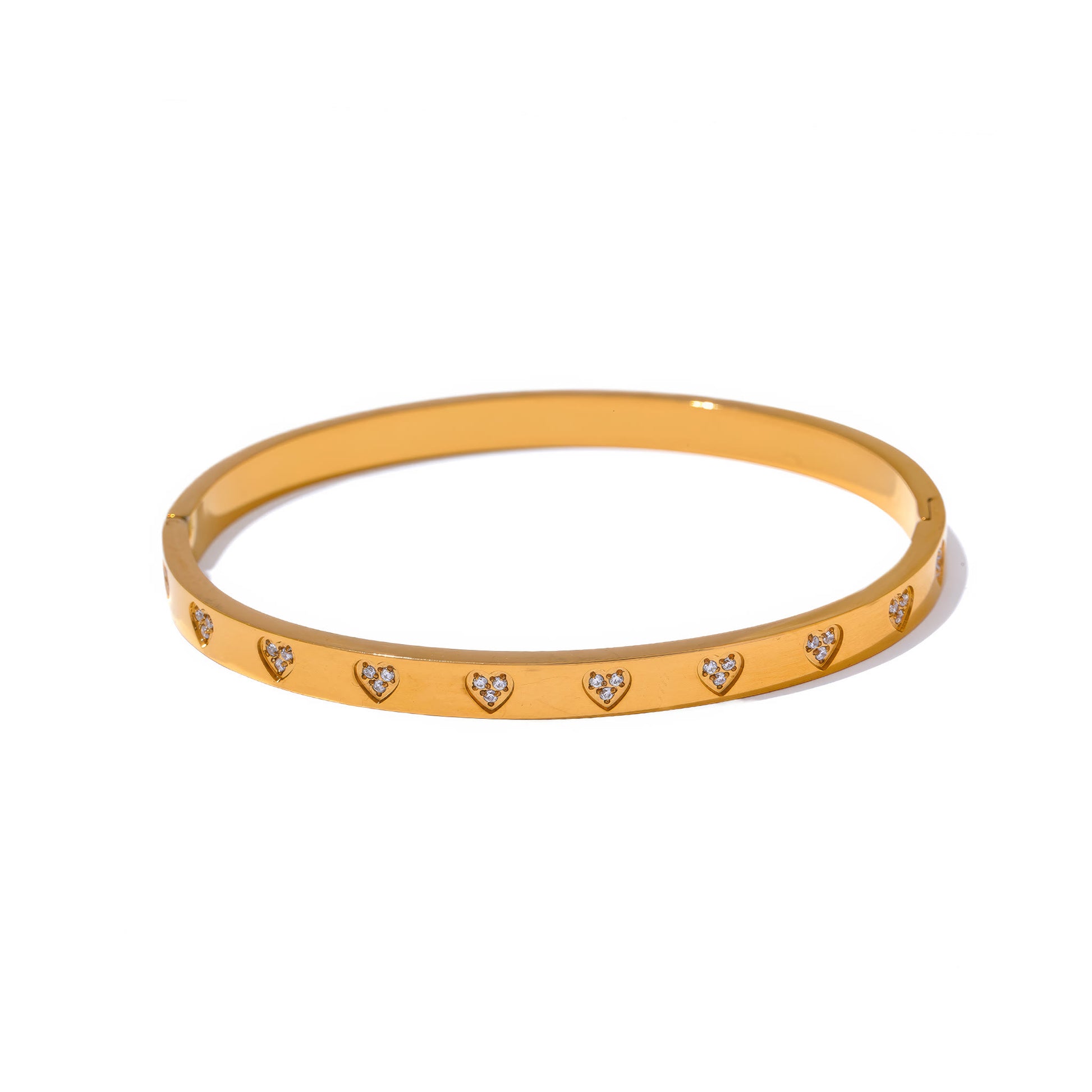 ROSE Heart Bangle - Gold - Front View - Ohh Glam