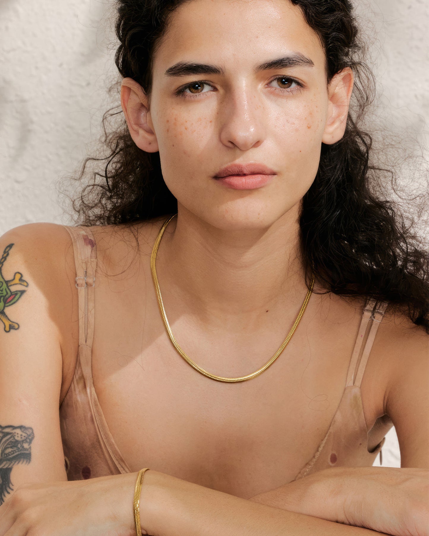 SELENA Snake Chain Necklace - Gold - Side View - Ohh Glam
